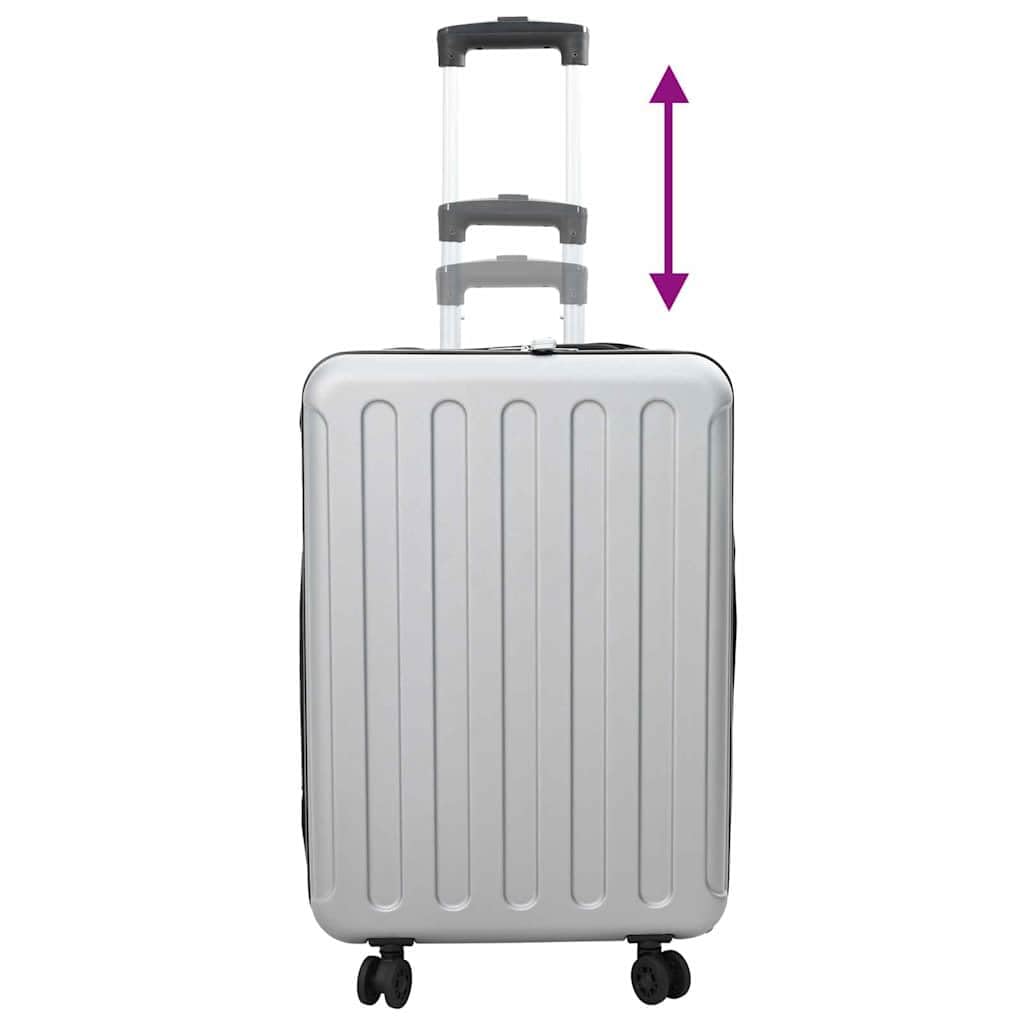 Srebrna walizka podróżna z zamkiem z tworzywa sztucznego ABS, 43 x 27 x 66 cm, 3,7 kg, twarda obudowa, na urlop, podróż, lot, pociąg, weekend, transport w kabinie