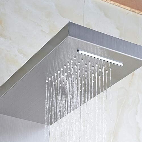 Shower Faucet Set Thermostatic Rain Shower Panel Body Massage Faucet Stainless Steel Column Shower Faucet Temperature Screen Digitizer, B,Br,1