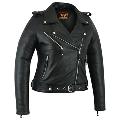 A&H Apparel Women Motorcycle Genuine Sheep Lightweight Leather Jacket Casual (Large) Black Cover