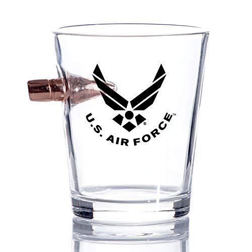 Air Force Bullet Shot Glass – Hand Blown Glasses – US Air Force Gifts for Airmen