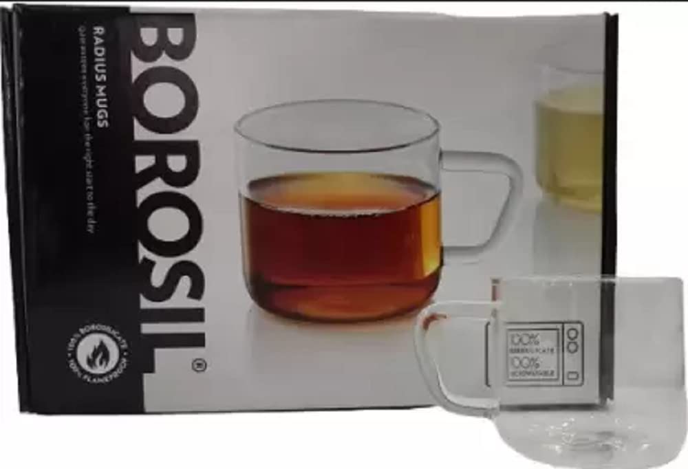 Radius Mug 170ml Glass Coffee Mug (170 ml, Pack of 6)