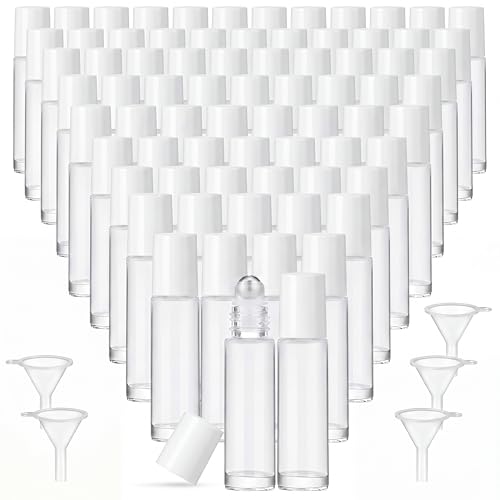 Sumind Essential Oil Roller Bottles, 250 Pcs Bulk, Clear with White Cap