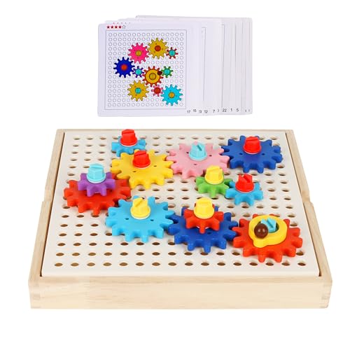 Montessori Gear Puzzle Game, Wooden Colorful Gears and Screws, Montessori-Inspired Learning, Educational Learning & Fine Motor Skills, for 3 4 5 6 7 8 9 Year Old - Image 3