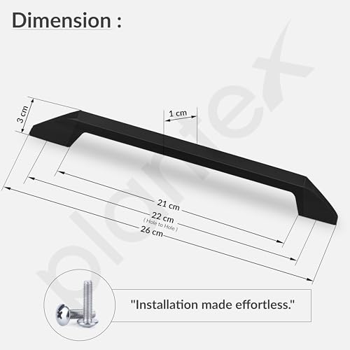 Image of Plantex Cabinet Handle /Kitchen Cabinet Door Handle /Wardrobe /224 mm Cupboard Handle /Door Pull-Push Handle for Home /Office - Pack of 2 (Black)
