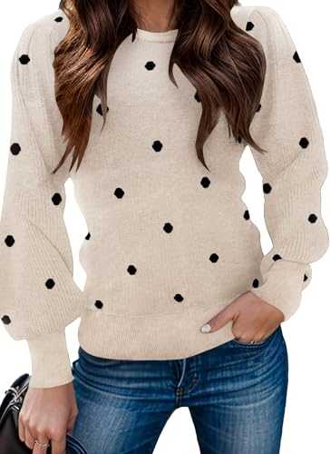 Zeagoo Womens Sweaters Fall 2025 Dressy Casual Long Sleeve Shirts Ribbed Knit Winter Outfits Puff Pullover Jumper Tops