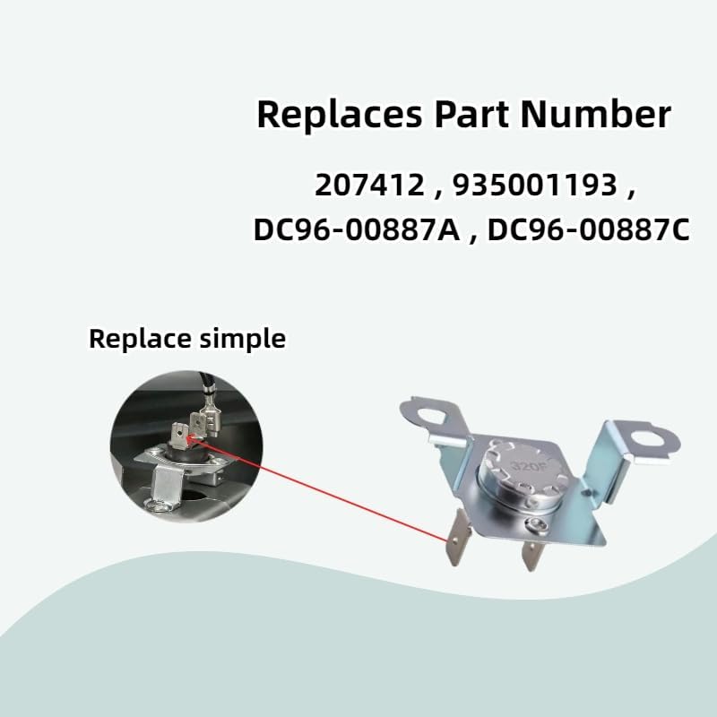 DC96-00887A Dryer Constant Temperature Thermal Fuse Replacement Part, Compatible with Multiple Dryer Models, Replaces DC96-00887C, 2074129, 935001193，EAP4216838，AP4207819 etc thumbnail