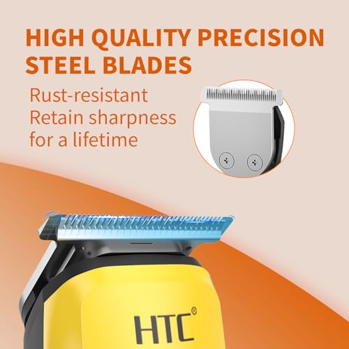 Image of HTC Hair Clippers for Men, All-in-One Electric Razor and Beard Trimmer, Cordless, Quick Charging, User-Friendly(Yellow)