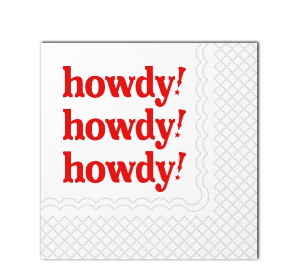 SharkBliss Howdy Servilletas de cóctel, Howdy Servilletas de cóctel de papel para vaquera occidental Disco Last Rodeo Nashville despedida de soltera decoración de mesa de despedida de soltera | 2