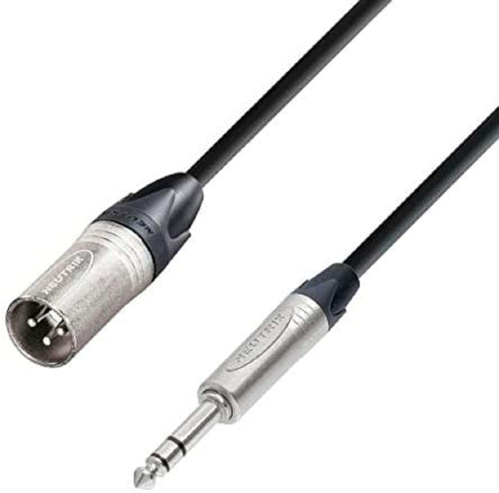 Adam Hall cables K5 BMV 1000 Microphone Cable Neutrik XLR Male to 6.3mm Jack Stereo 1, Black
