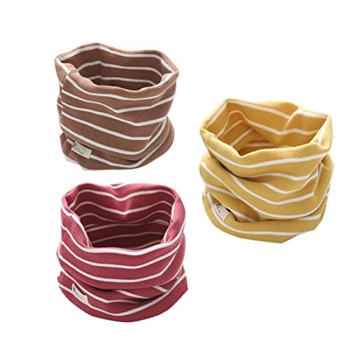 DEBAIJIA Bufanda Niños Calentadora De Cuello CollarDel Bebé O Ring PañUelo De Patrón AlgodóN De Anillo Redondo Bufandas 3pcs para0-8 años Niñas Viajar al aire libre el Otoño Invierno 40 * 20cm