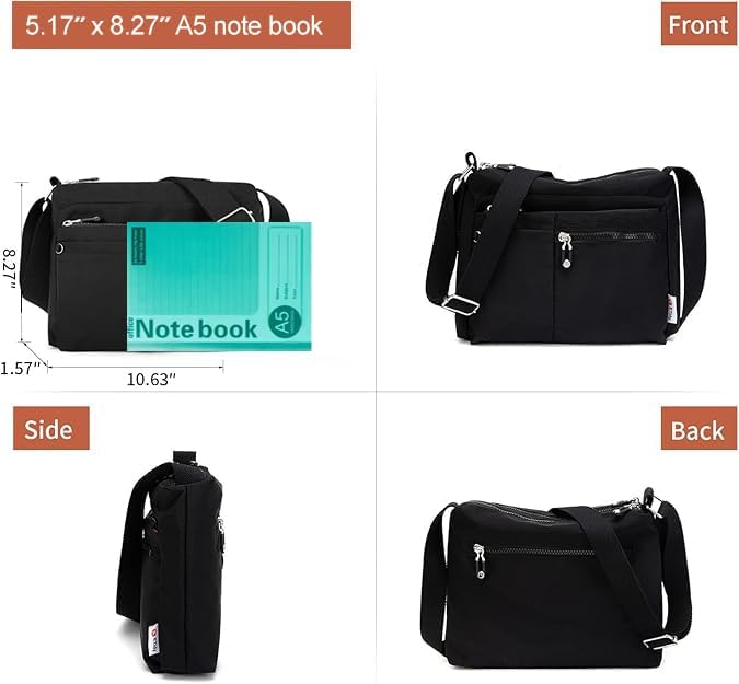 ETidy Crossbody Bag For Women Waterproof Lightweight Casual Shoulder Handbag Purse(Black Upgrade - Image 6