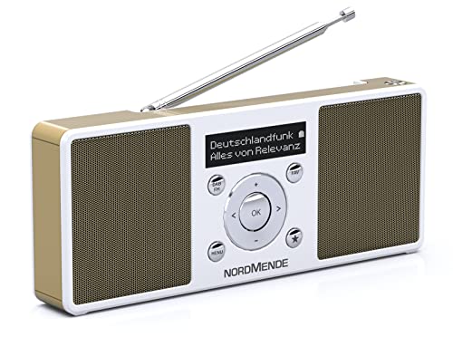 Nordmende Transita 200 tragbares Stereo DAB Radio (DAB+, UKW, FM, Lautsprecher, Kopfhörer-Anschluss, Favoritenspeicher, OLED-Display, Akku, klein, tragbar) weiß