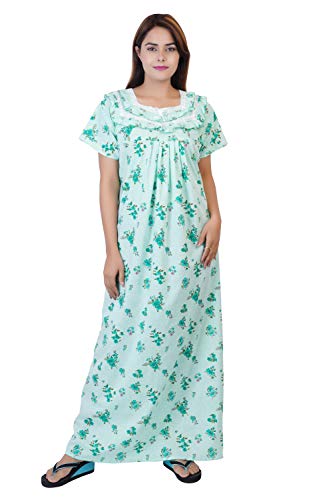 Image of Women's Cotton Block Print Knee Length Nighty