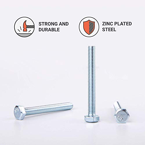 60 Stück DIN 933 Stahl Sechskantschrauben M6 x 50 mm, Sechskantschrauben Vollgewinde, Sechskantkopf (60, M6 x 50 mm)