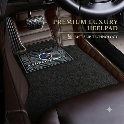 Image of Autofurnish Premium 9D Car Mat Full Set for Hyundai Creta 2024 || Luxury Leather Dual-Stitch Full Set 9D Car Floor Mat || 100% Waterproof || Color : Coffee Coffee