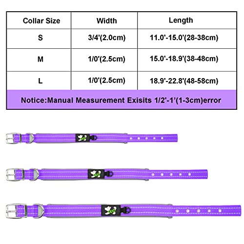 Nylon Dog Collar Soft Padded Breathable Reflective Adjustable Tactical Waterproof Pet Collar With Durable Metal Buckle For Small Medium Large Dogs (S, Purple) #TOP3