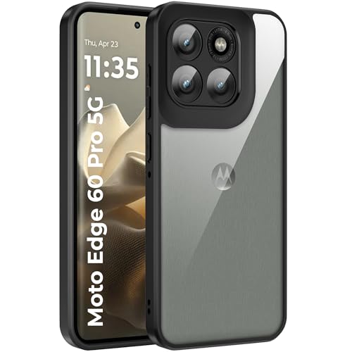 Image of A rtistque Clear Hard Armor Transparent Cover Case for Motorola Edge 60 Pro | Anti-Drop Shockproof | TPU Edge | Stylish Design | Camera Protection | Moto Edge 60 Pro Back Cover - Black
