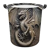  Un panier à linge en fer ancien avec ailes de dragon, sac de rangement pour vêtements sales, bac de rangement pour jouets, étanche et pliable, pour chambre à coucher, panier à jouets