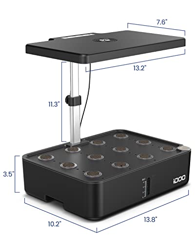 iDoo Huerto de Interior, 12 Vainas Jardinería de Interior y Lámpara LED de Crecimiento, Smart Garden con Temporizador Automático, Altura Ajustable, ID-IG301 Kit de Germinación