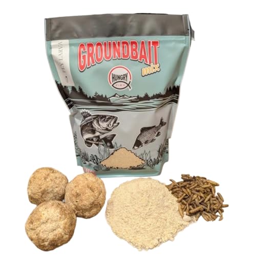 HungryFish Groundbait Fishing Chum Mix – Natural Fishing Bait for Carp, Catfish, Bluegill & Crappie – Strong Scent Trail, Fast Attraction, Safe for Lakes, Ponds & Rivers (Fly Larva)