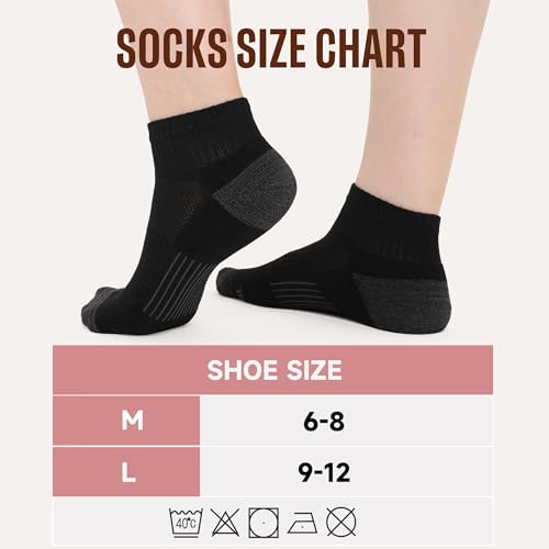 Image of BAMBOO COOL Athletic Ankle Socks Womens Anti-Odor Socks Moisture-Wicking Running Cushioned Anti-Blister 5 /6 Pairs