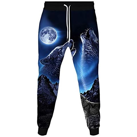 Surwin 3D Wolf Print Casual Joggers Cover