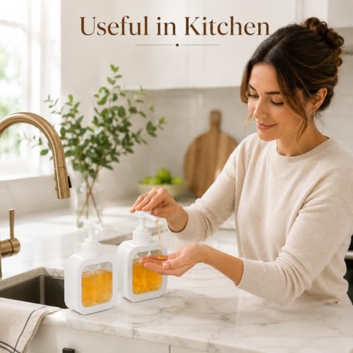 Image of Soap Dispenser for Wash Basin - Handwash Dispenser Bottle for Bathroom Sink - Liquid Soap Hand Wash Pump Bottle Plastic Container for Home, Bathroom(White,Pack of 2)