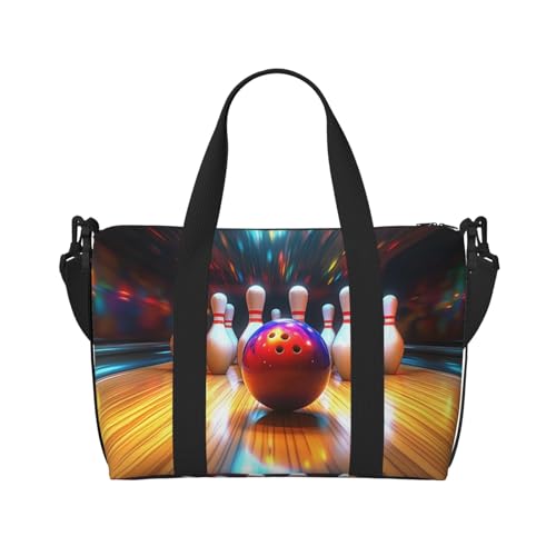 bowling ball print Travel Duffel Bag, Sports Tote Gym Bag, Swim Pool Bag Large Shoulder Tote Bag for Beach Weekender2