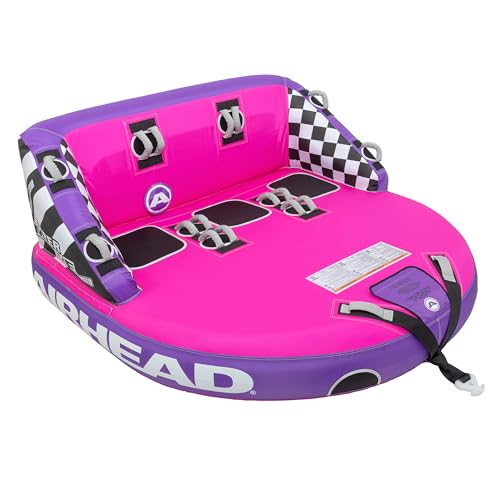 Image of Airhead Mable Towable Tube for Boating, 1-4 Rider Inflatable Boat Tube for Water Tubing, Heavy Duty Full Nylon Cover, EVA Foam Pads, Dual Tow Point, Patented Speed Safety Valve