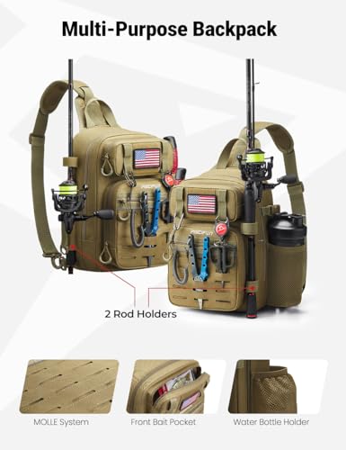 Image of Piscifun Fishing Tackle Storage Bag Outdoor Shoulder Backpack Cross Body Sling Bag