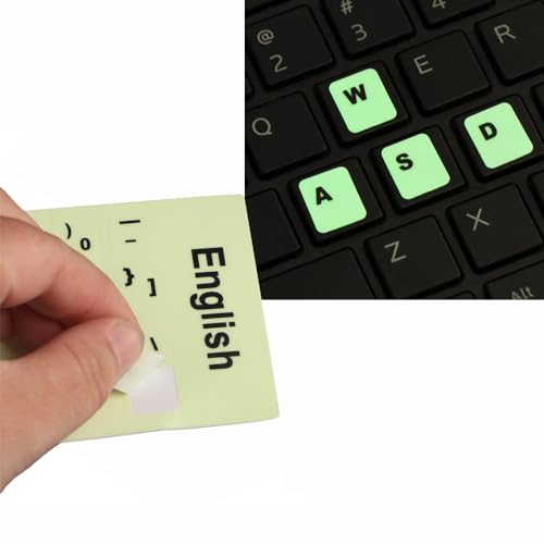 2 Piezas Pegatinas de Teclado en Inglés Brillan en la Oscuridad miniatura 5