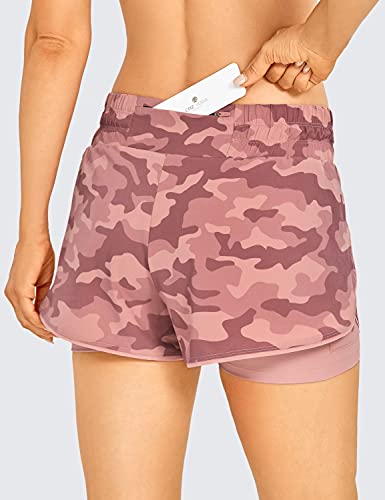 CRZ YOGA Short feminino de cintura média para treino e corrida com forro de 7,5 cm - 2 em 1 shorts d
