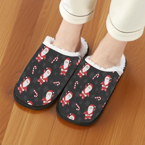 House Slippers for Woman Man Christmas Buffalo Plaid Funny Reindeer Santa Snowman Xmas Tree Snowflake Fuzzy Slipper Winter Slip on Cozy Memory Foam House Shoes Holiday Party Gifts3