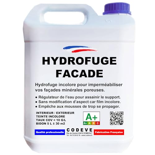 Hydrofuge Facade - Codeve Bois - 20L - Intérieur/extérieur - Imperméabilisant Pour Façade, Mur, Enduit, Brique Ou Crépi.