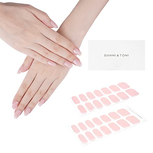 Danni & Toni Semi Cured Gel Nail Strips Pink (Shimmering Date Night) Gel Nail Stickers White Dots Gel Nail Wraps 28 Stickers #TOP26