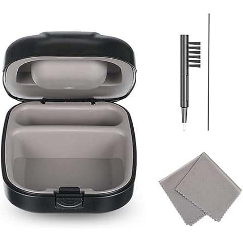 BOCOKO Hearing Aid Hard Case Pocket Size with Cleaning Cloth Brush Tools for Sound Amplifier(Black) Cover