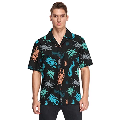 Fisyme Hawaiian Shirt for Men Loose-Fit Short Sleeve Button Down Beach Casual Shirts