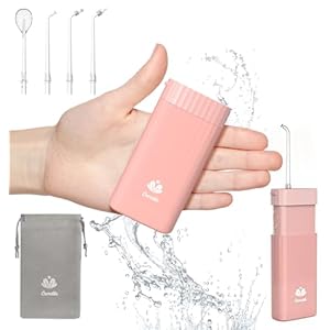 Portable Water Flosser for Teeth,Travel Water Flosser Picks,Mini Cordless Oral Irrigator Rechargeable Power Dental with Telescopic Water Tank, IPX7 Wateroproof for Brace & Sensitive Teeth Care,Pink