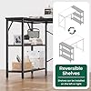 Huuger L Shaped Desk, 47 Inches Computer Desk with Reversible Storage Shelves, Gaming Corner Home Office Writing Study with Metal Frame, Black