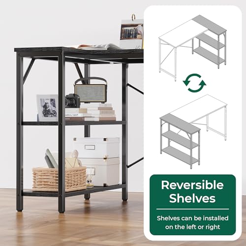 image for Huuger L Shaped Desk, 47 Inches Computer Desk with Reversible Storage 