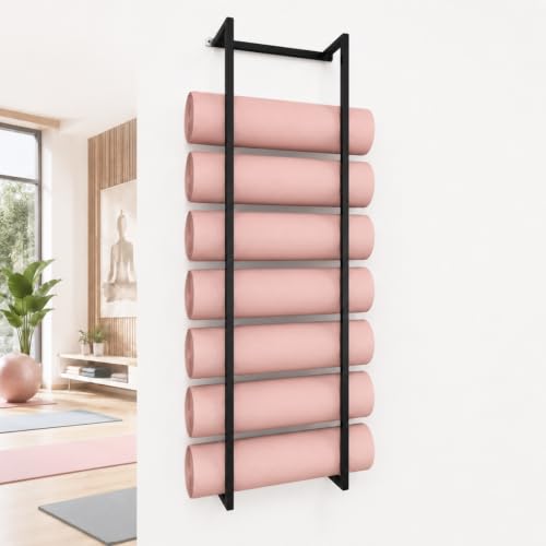 Soporte para esterilla de yoga vertical multicapa de pared para estudio de casa 2