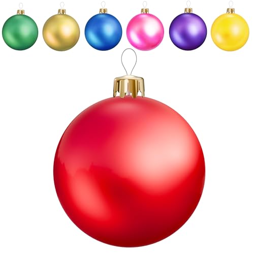 30 Inch Inflatable Outdoor Ornaments, PVC Inflatable Christmas Decorations Ball, Giant Christmas Balls for Indoor Yard Tree Lawn Decor (Vintage Red) by oallpu - Used condition - US$11.86