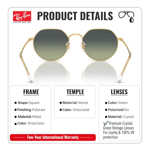 Image of Ray-Ban RB3565 JACK Square-Round Shaped Sunglasses for Men & Women with Official RAYBAN Eyewear Kit