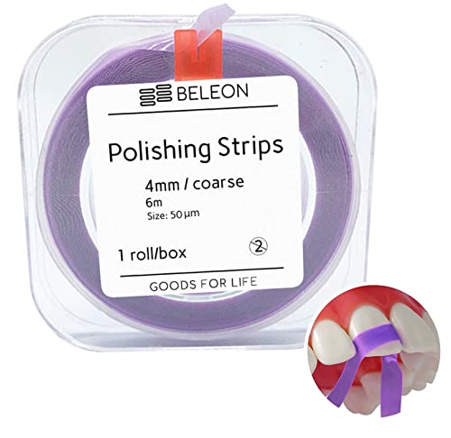 BELEON Dental Polishing Strips - Coarse 1 Roll 4mm x 6M - Tooth Polisher Dental File for Teeth Sanding Grinding Deep Teeth Cleaning Tool Tooth Polish Abrasive Strip Oral Care Cleaning Tool