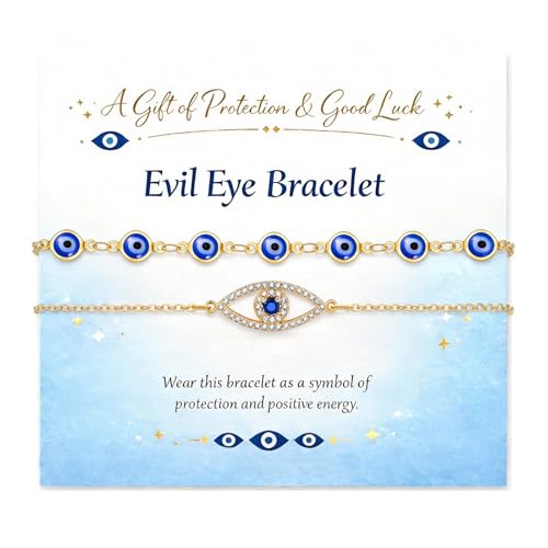 Evil Eye Bracelets Blue Eye Ojo Hamsa Jewelry Dainty Gold Link Bracelets for Women Lucky Turkish Protection Trendy Birthday Jewelry Gifts