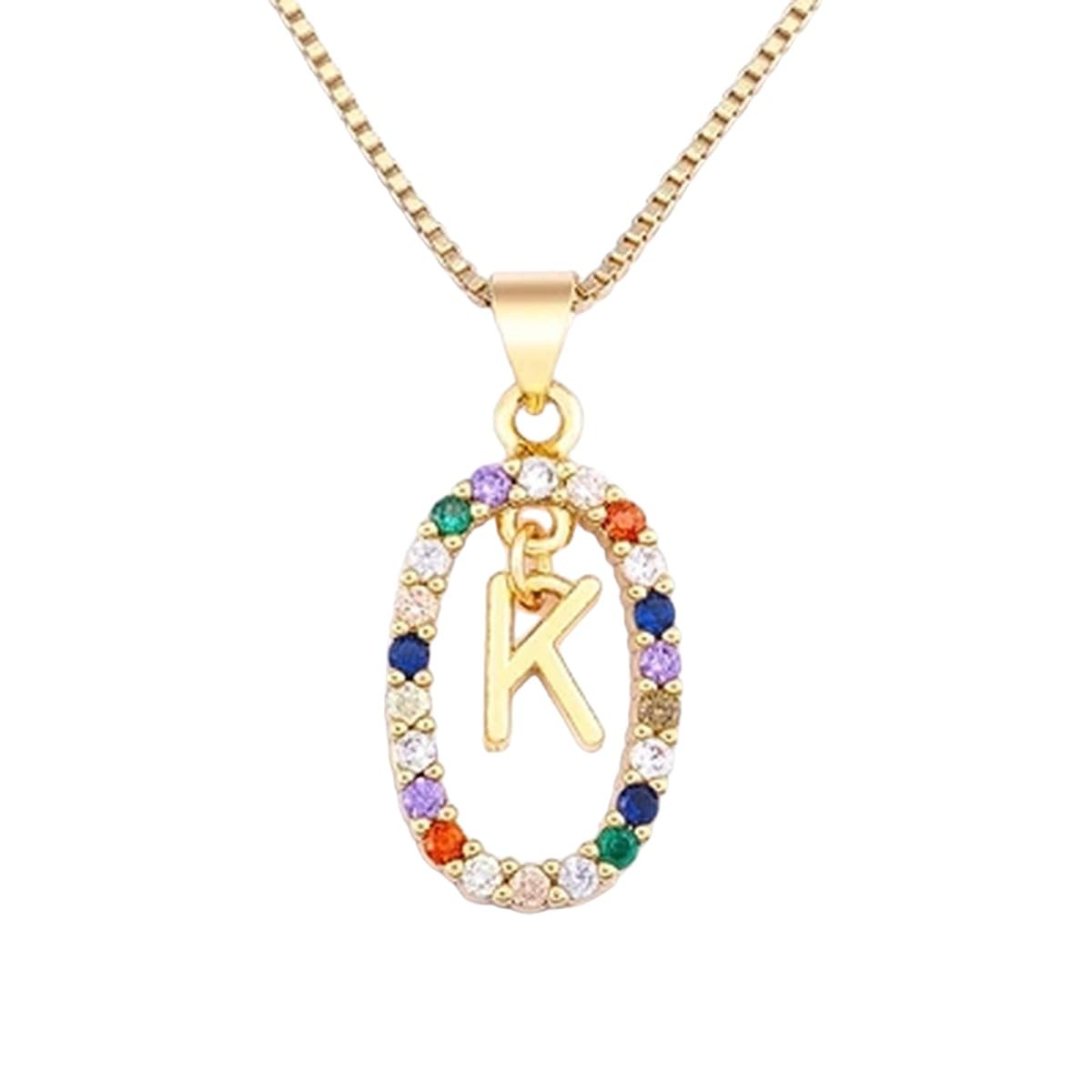 Cadeau avec pour vous collier pendentif alphabet lettre initiale colorée - 8