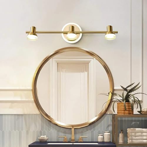 Image of Glowave Classic Metal Golden 3 LED Light with Adjustabe Head Mirror /Vanity /Bathroom /Picture Light - Tricolour (Warm White, White, Natural White)