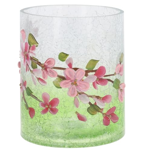 Image of Shudehill Giftware Hand-Painted Cherry Blossom Glass Tealight Holder, Large