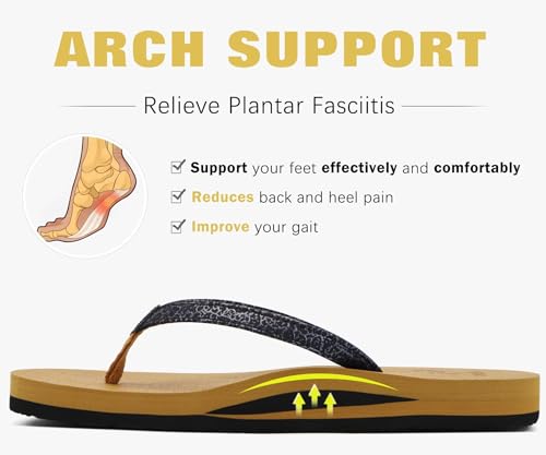 Image of KuaiLu Flip Flops for Women with Arch Support Summer Beach Thong Sandals