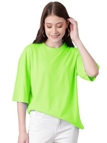 Image of KOTTY Women's Cotton Blend Solid Oversized T-Shirts